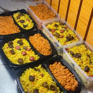 Nigeria Fried Rice and jollof rice per spoon