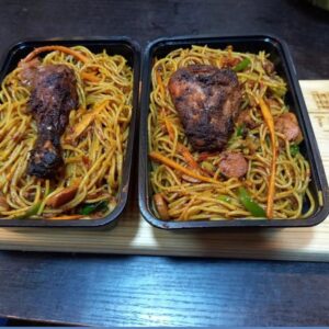 Stir fried Pasta with half chicken