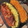 Jollof rice and Basmati rice with chicken